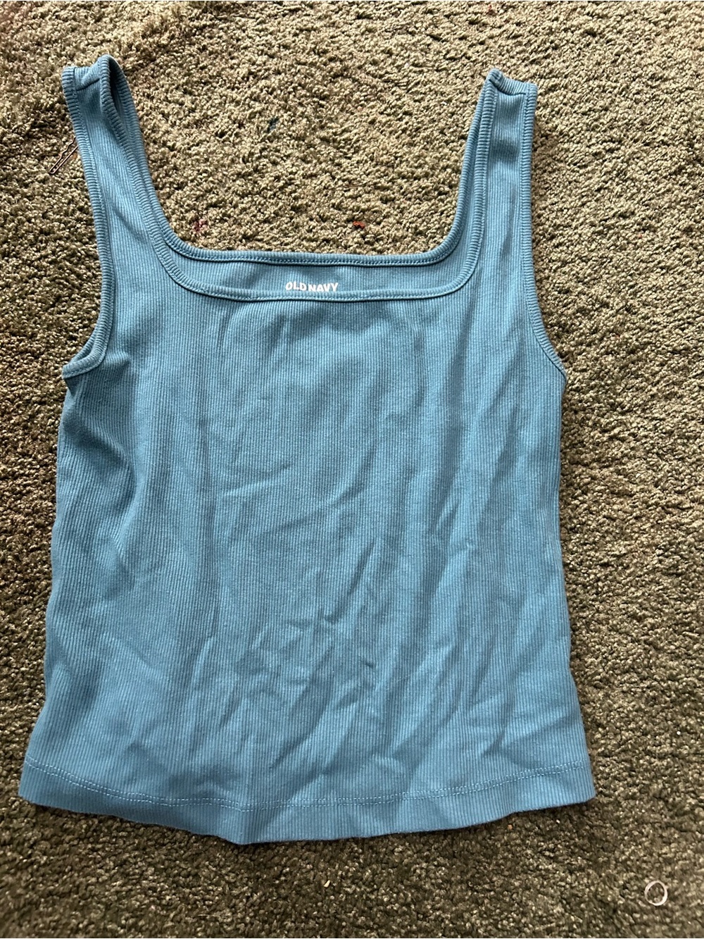 Old Navy Blue Ribbed Square-Neck Tank Top